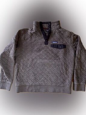 Patagonia Organic Cotton Quilt Snap T Pullover in Brown with black Trim